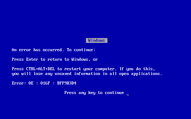 Windows 9x Blue Screen